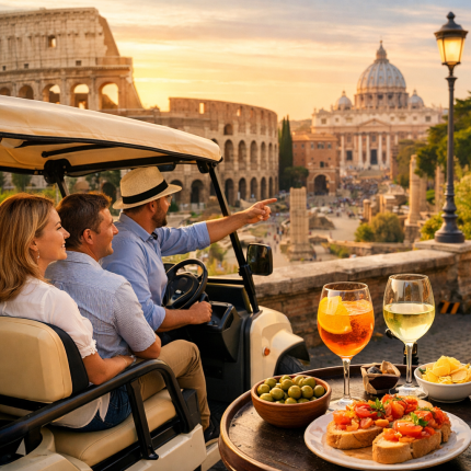 Rome City Highlights & Aperitivo by Private Golf Cart